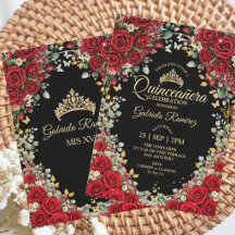 Schwarz-Rote Quinceañera Goldene Schmetterlinge Ro