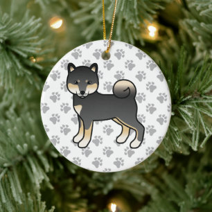 Schwarz-rote Shiba-Inu-Cartoon-Hundeillustration Keramik Ornament