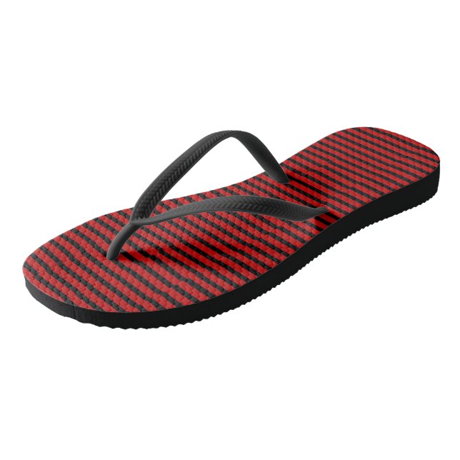 Schwarz-Rote Streifen Flip Flops (Schrägansicht)
