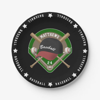 Schwarz| Roter Baseball Diamond Bats - Kugelschrei Pappteller