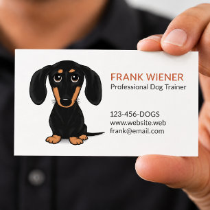 Schwarz-roter Dachshund Süßer Doxie-Cartoon-Hund Visitenkarte