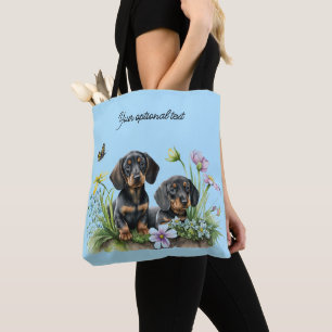 SCHWARZ-ROTER DACHSUND-WELPEN-TRAGETASCHE