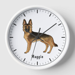 Schwarz-roter deutscher Schäferhund mit individuel Uhr