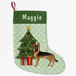 Schwarz-roter deutscher Schäferhund Weihnachtsbaum Kleiner Weihnachtsstrumpf