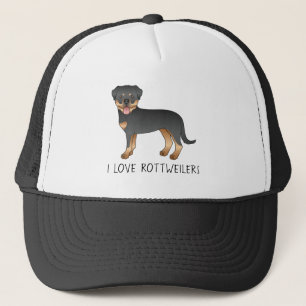 Schwarz-roter Rottweiler - Ich liebe Rottweiler Truckerkappe
