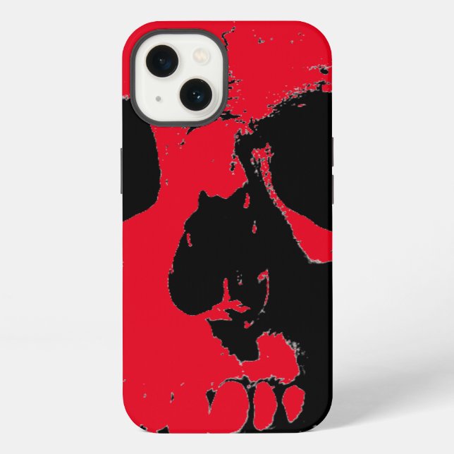 Schwarz & Roter Schädel iPhone Hülle (Rückseite)