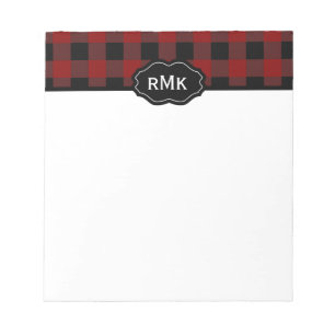 Schwarz-rotes Büffel-Karo-Monogramm Notizblock