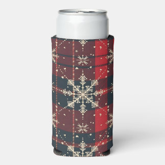 SCHWARZ-ROTES KARO MIT WEISSEN SCHNEEFLOCKEN SELTERS DOSENKÜHLER