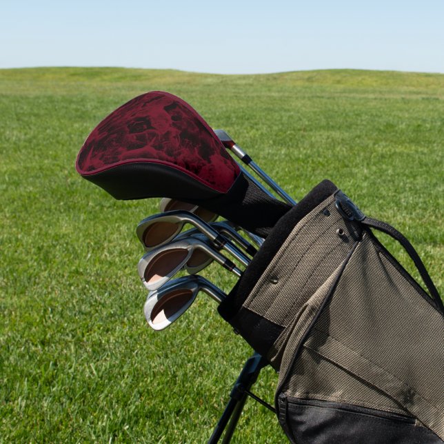 Schwarz-rotes Marmormuster.  Golf Headcover (In SItu)