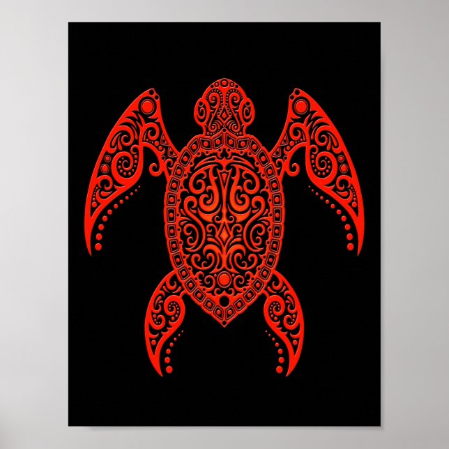 Schwarz-Rotes Meer-Schildkröte Poster (Vorne)