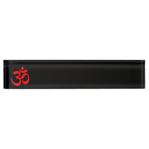Schwarz-rotes Om-Symbol Namensplakette