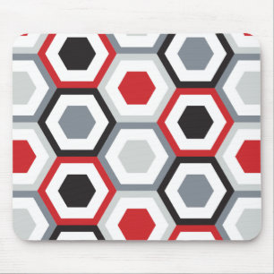 Schwarz-rotes Sechseckmuster Mousepad