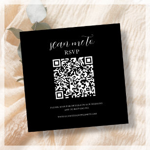 Schwarz RSVP QR Code für Hochzeiten Begleitkarte