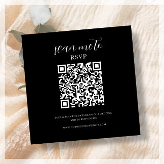 Schwarz | RSVP QR Code für Hochzeiten Begleitkarte