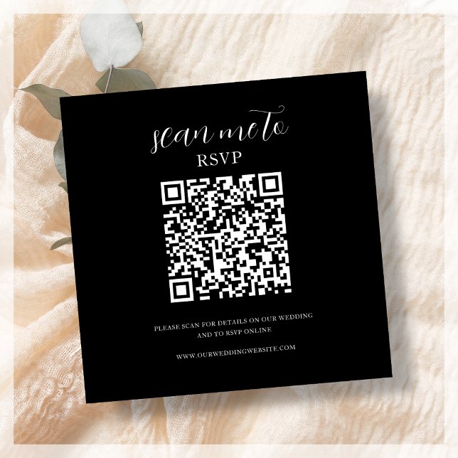 Schwarz | RSVP QR Code für Hochzeiten Begleitkarte (Von Creator hochgeladen)