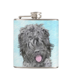Schwarz-Russisch-Terrier-Malerei - Niedlicher Orig Flachmann