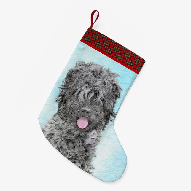 Schwarz-Russisch-Terrier-Malerei - Niedlicher Orig Kleiner Weihnachtsstrumpf (Vorderansicht (hängend))