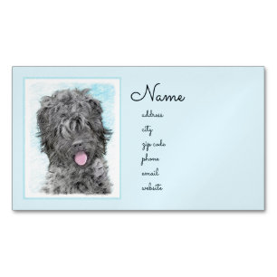 Schwarz-Russisch-Terrier-Malerei - Niedlicher Orig Magnetische Visitenkarte