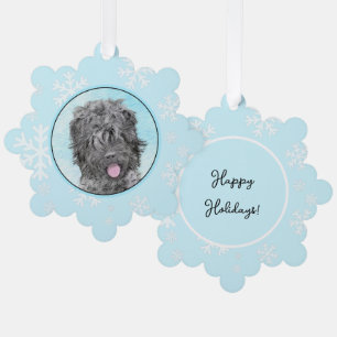 Schwarz-Russisch-Terrier-Malerei - Niedlicher Orig Ornament Karte