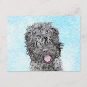 Schwarz-Russisch-Terrier-Malerei - Niedlicher Orig Postkarte