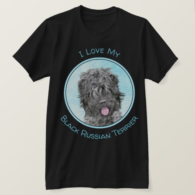 Schwarz-Russisch-Terrier-Malerei - Niedlicher Orig T-Shirt (Design vorne)