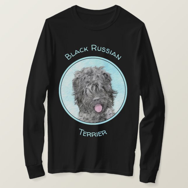 Schwarz-Russisch-Terrier-Malerei - Niedlicher Orig T-Shirt (Design vorne)
