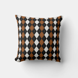 Schwarz & SADDLE BROWN Diamonds RAUTE Muster Kissen