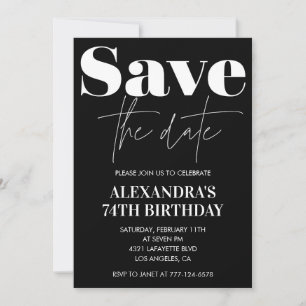Schwarz Save the Date 74. Einladung