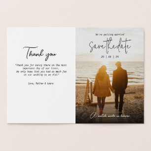 Schwarz Save the Date mit Foto Minimalistisch, Boh Folienkarte