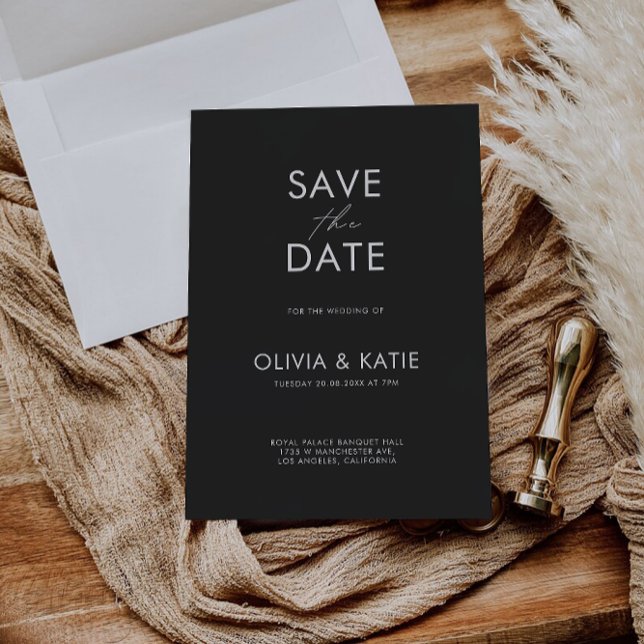 Schwarz-Save the Date-Vorlage Einladung (Black Save the Date Template)
