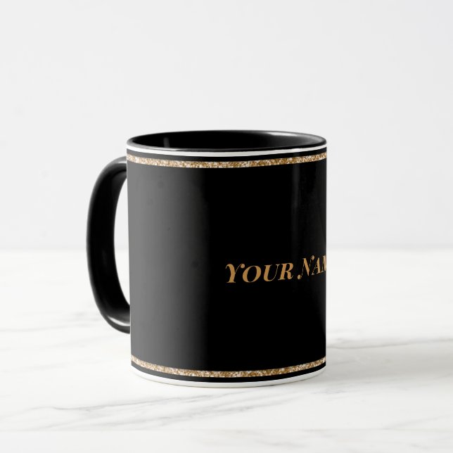 Schwarz, schlicht elegant TEMPLATE Tasse (Vorderseite Links)