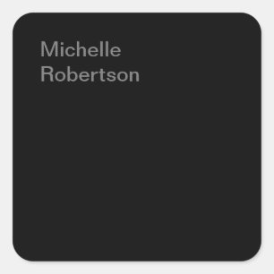 Schwarz Schlichter Minimalistischer Name hinzufüge Quadratischer Aufkleber