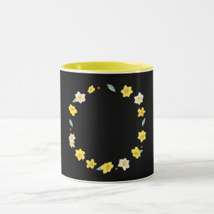 Schwarz-schwarz mit gelben Blumen, Tasse