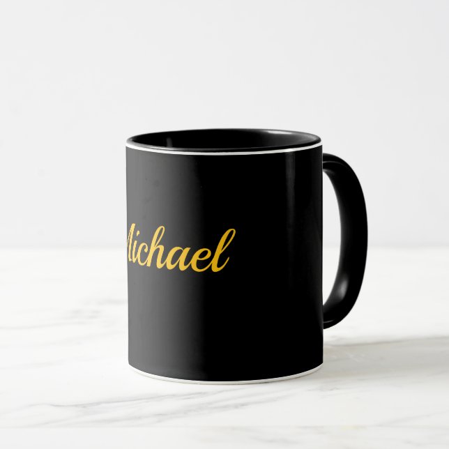 Schwarz-Schwarz-Vorlage, Goldtext, Tasse (VorderseiteRechts)
