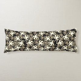 Schwarz-Sepia-Wiederholungsmotiv | Octopus Pattern Seitenschläferkissen