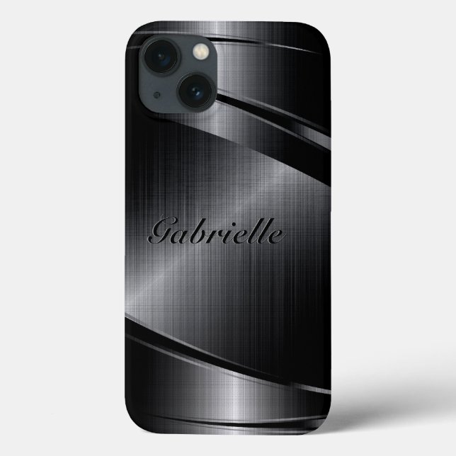 Schwarz Shiny Metallic Print Design Case-Mate iPhone Hülle (Rückseite)