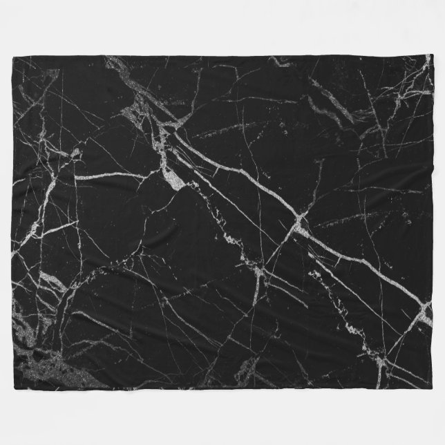 Schwarz-Silber-Adern-Marmor Fleecedecke (Vorderseite (Horizontal))