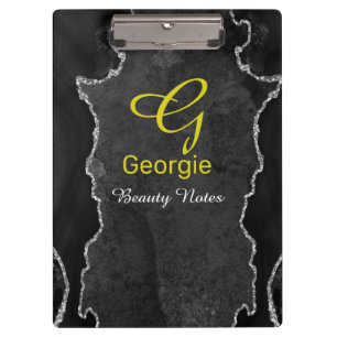 Schwarz-Silber-Agate-Zwischenablage Klemmbrett