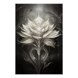 Schwarz-Silber-Blume Poster