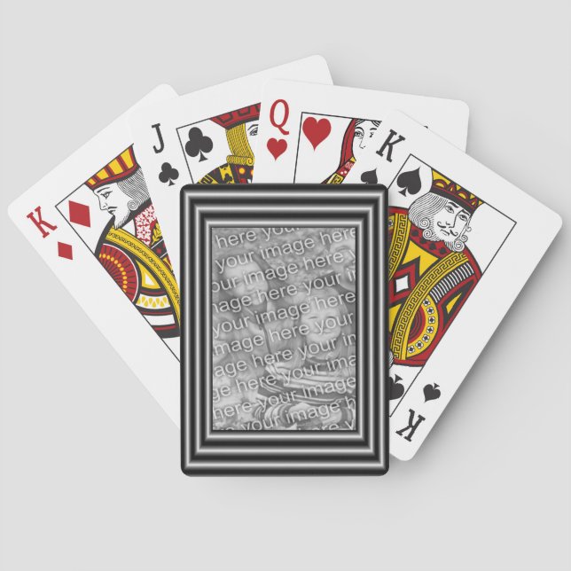 Schwarz-Silber-Border-FrameFoto-Vorlage Spielkarten (Rückseite)