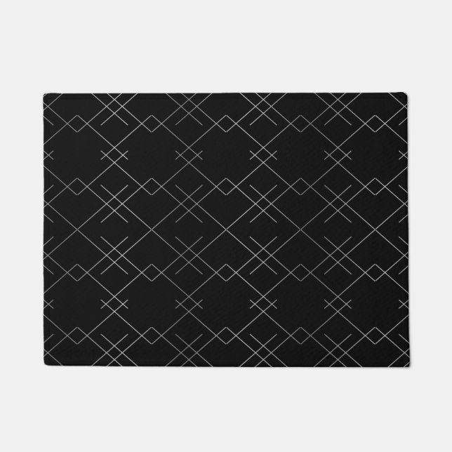 Schwarz-Silber, cool, elegant, einfach, modern Fußmatte (Vorderseite)