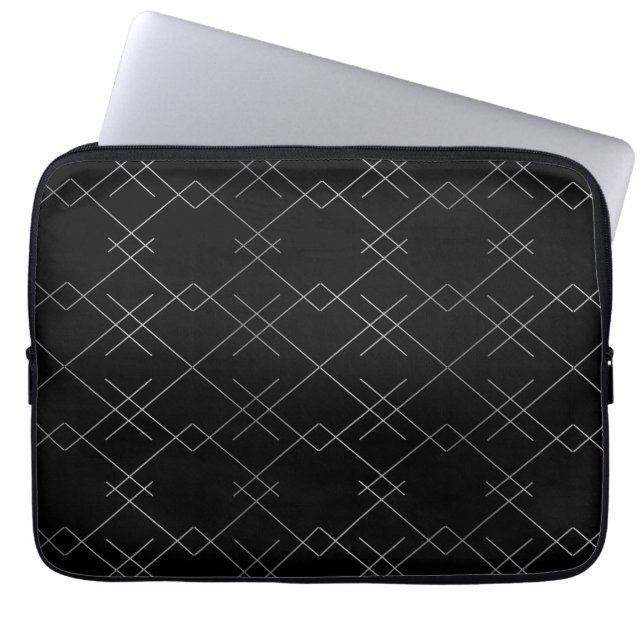 Schwarz-Silber, cool, elegant, einfach, modern Laptopschutzhülle (Vorderseite)
