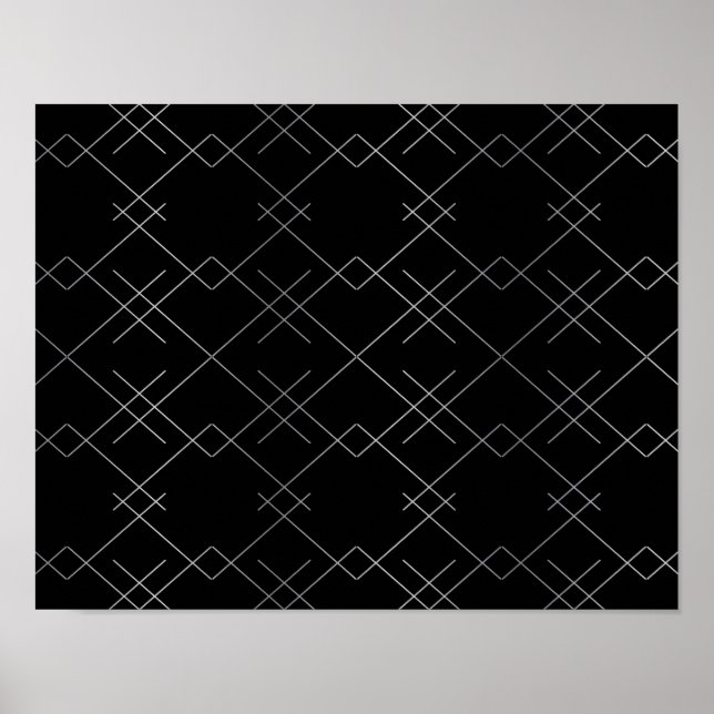 Schwarz-Silber, cool, elegant, einfach, modern Poster (Vorne)