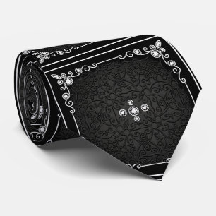 Schwarz-Silber-Design mit Diamond Look Necktie Krawatte