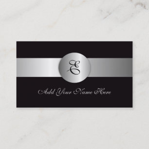 Schwarz-Silber-Elegant Visitenkarte