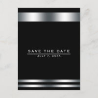 Schwarz & Silber Elegante Verlobung Save the Date