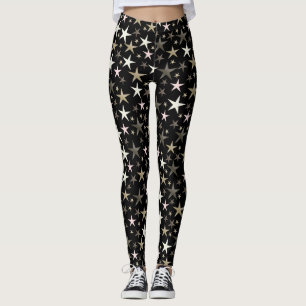 schwarz, silber, glänzend, hell, Stern, Farbe, Leggings