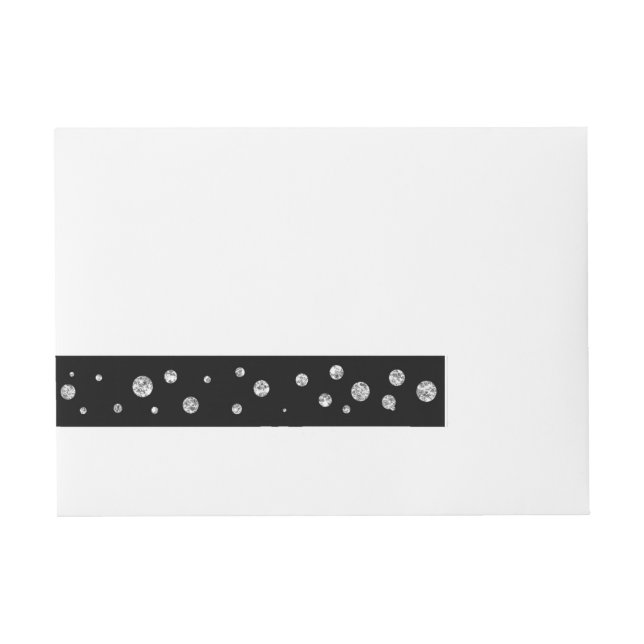 Schwarz-Silber-Glitzer-Dots-Karte umrundet Labels Rundum-Adressaufkleber (Vorderseite)