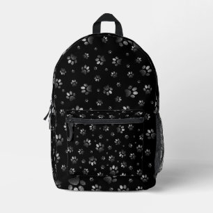 Schwarz-Silber-Glitzer mit Paws, Bedruckter Rucksack