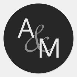 Schwarz-Silber-Grau-Monogramm-Umschlag Aufkleber